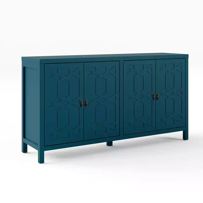 Heynemo Madia Credenza, Madia Credenza Moderna Mid-Century da 60'' con 4 Ante e Scaffali Regolabili, Madia Credenza per Ingresso, Blu Turchese