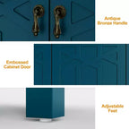 Heynemo Madia Credenza, Madia Credenza Moderna Mid-Century da 60'' con 4 Ante e Scaffali Regolabili, Madia Credenza per Ingresso, Blu Turchese