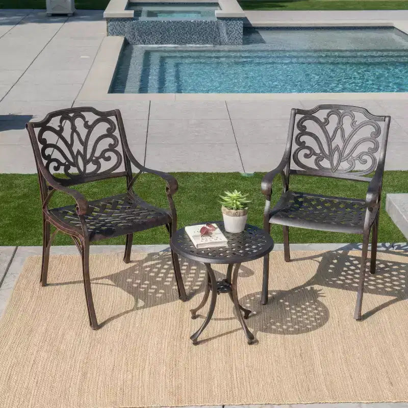 Christopher Knight Home Lola Set salotto da 3 pezzi in alluminio per esterni, bronzo