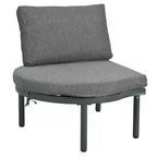Ensemble de canapé de patio demi-lune 6 pièces Whisen avec 2 tables basses et 4 oreillers, sectionnel en rotin PE