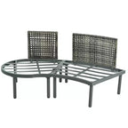 Ensemble de canapé de patio demi-lune 6 pièces Whisen avec 2 tables basses et 4 oreillers, sectionnel en rotin PE