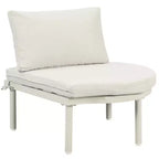 Ensemble de canapé de patio demi-lune 6 pièces Whisen avec 2 tables basses et 4 oreillers, sectionnel en rotin PE