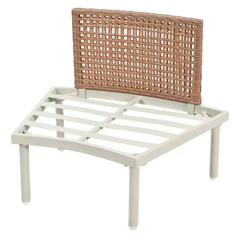 Ensemble de canapé de patio demi-lune 6 pièces Whisen avec 2 tables basses et 4 oreillers, sectionnel en rotin PE