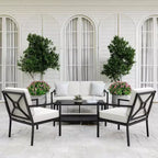 Ensemble de conversation 4 pièces de patio en acier Martha Stewart avec causeuse, 2 chaises, table basse en noir