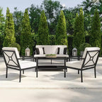 Ensemble de conversation 4 pièces de patio en acier Martha Stewart avec causeuse, 2 chaises, table basse en noir