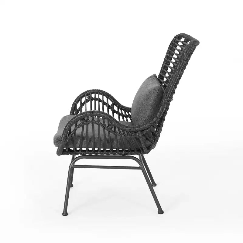 Christopher Knight Home Bechtel Ensemble 5 pièces de conversation d'extérieur en osier et verre trempé avec poufs