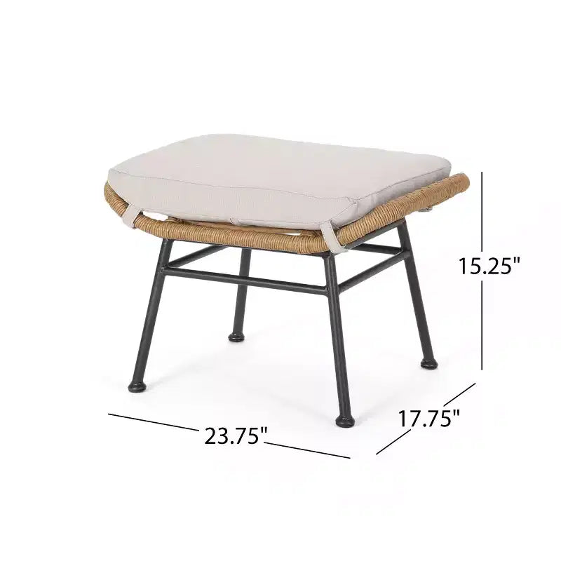 Christopher Knight Home Bechtel Ensemble 5 pièces de conversation d'extérieur en osier et verre trempé avec poufs