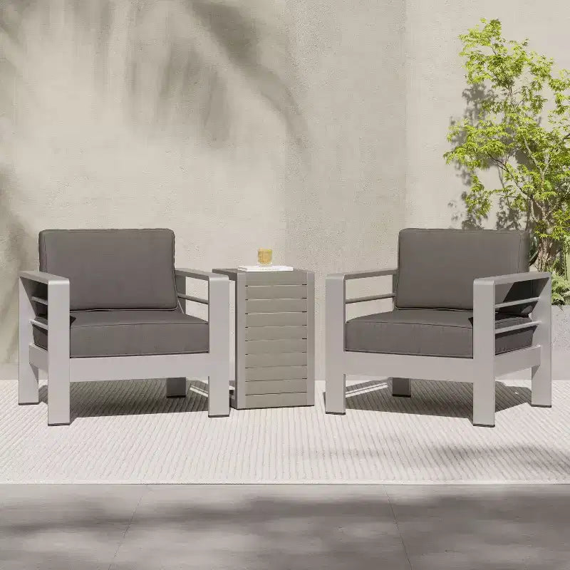 Christopher Knight Home Crested Bay Set Salotto da Esterno in Alluminio 3 Pezzi con Tavolino a C