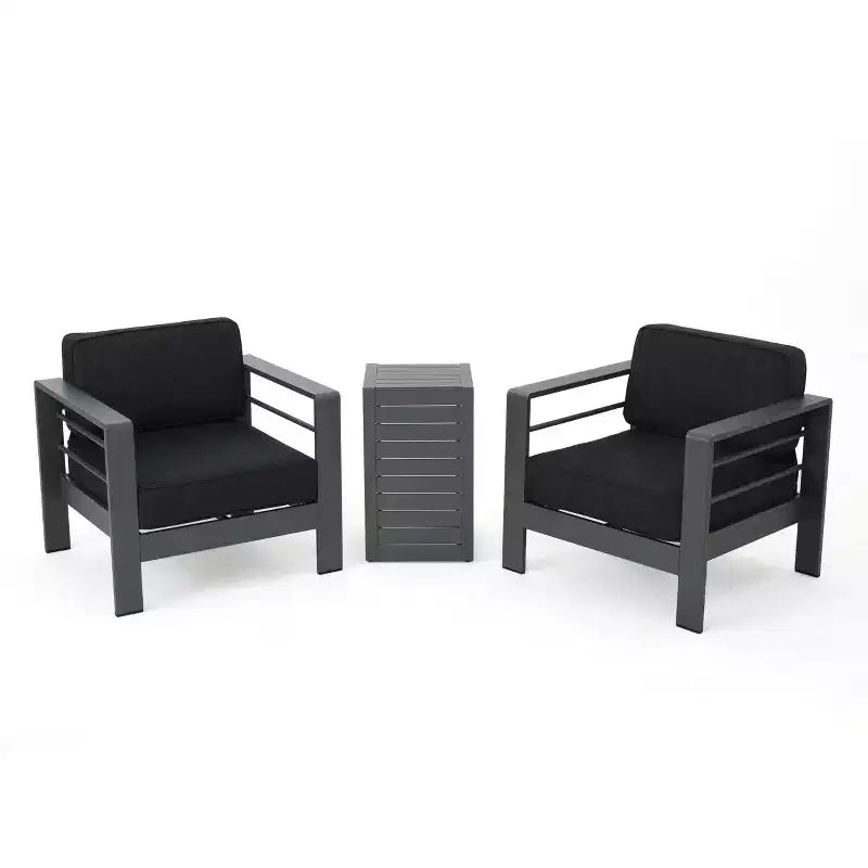 Christopher Knight Home Crested Bay Set Salotto da Esterno in Alluminio 3 Pezzi con Tavolino a C