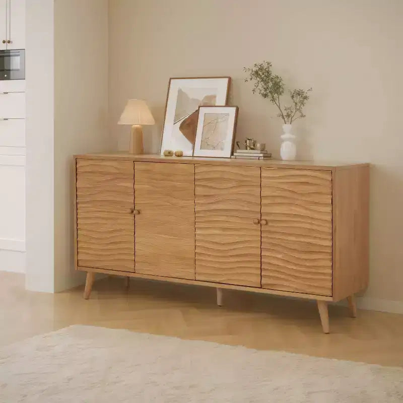 Christopher Knight Home Vilmar Modern Wavy Pattern Sideboard Buffet Cabinet with Two Adjustable Shelves