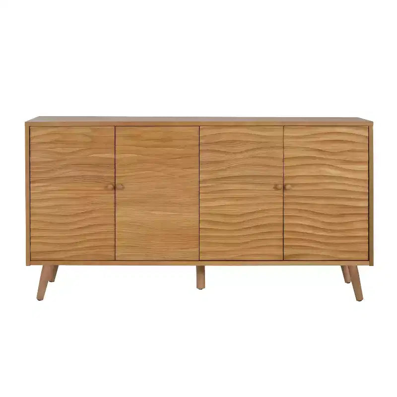 Buffet Christopher Knight Home Vilmar avec motif ondulé moderne et deux étagères réglables