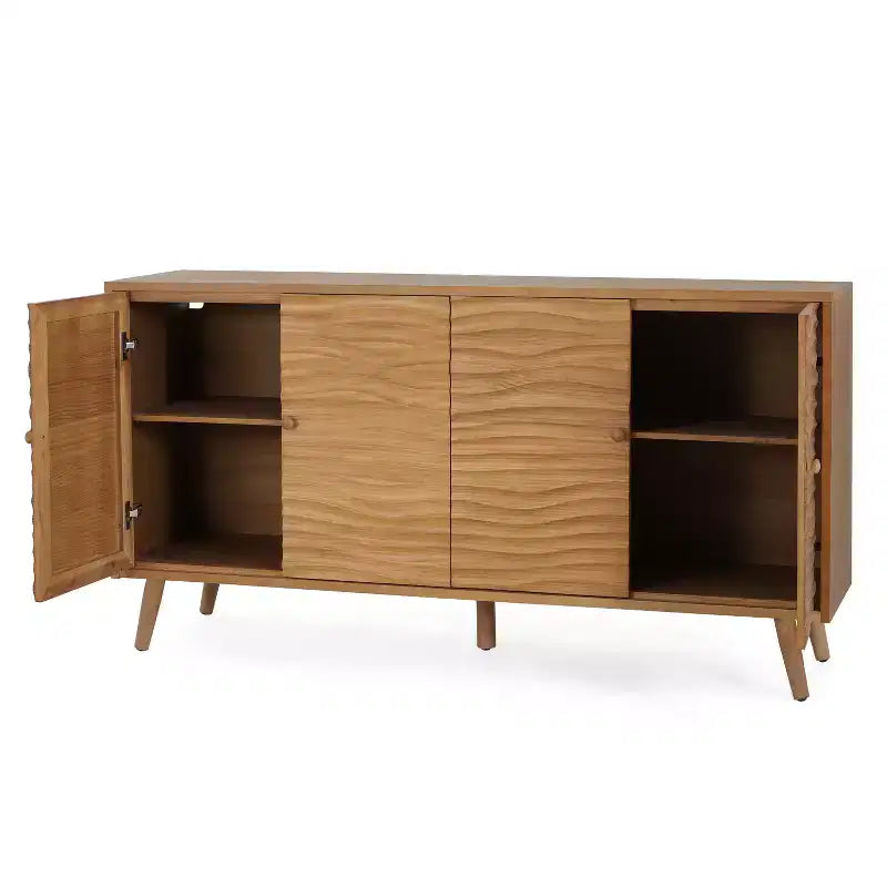 Buffet Christopher Knight Home Vilmar avec motif ondulé moderne et deux étagères réglables