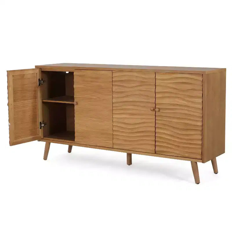Buffet Christopher Knight Home Vilmar avec motif ondulé moderne et deux étagères réglables