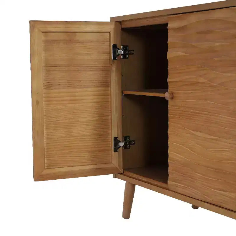 Buffet Christopher Knight Home Vilmar avec motif ondulé moderne et deux étagères réglables