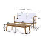 Set Divanetto e Tavolino da Caffè da Esterno GDFStudio Aggie in Legno di Acacia con Cuscini, Teak/Bianco