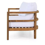 Set Divanetto e Tavolino da Caffè da Esterno GDFStudio Aggie in Legno di Acacia con Cuscini, Teak/Bianco