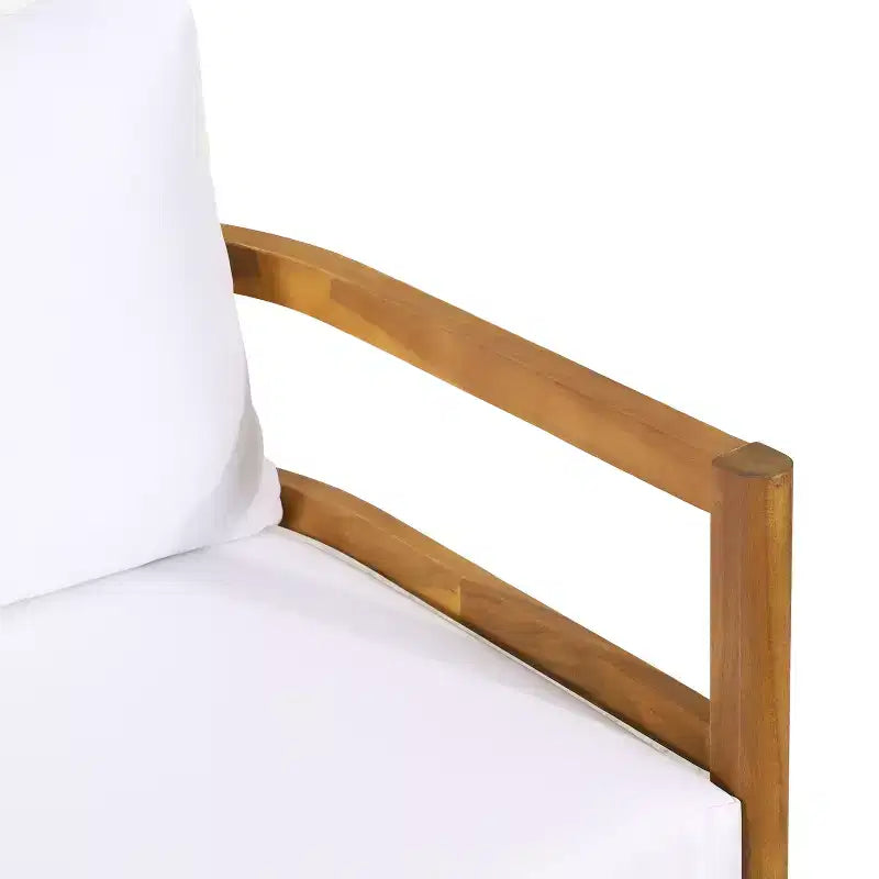 Set Divanetto e Tavolino da Caffè da Esterno GDFStudio Aggie in Legno di Acacia con Cuscini, Teak/Bianco