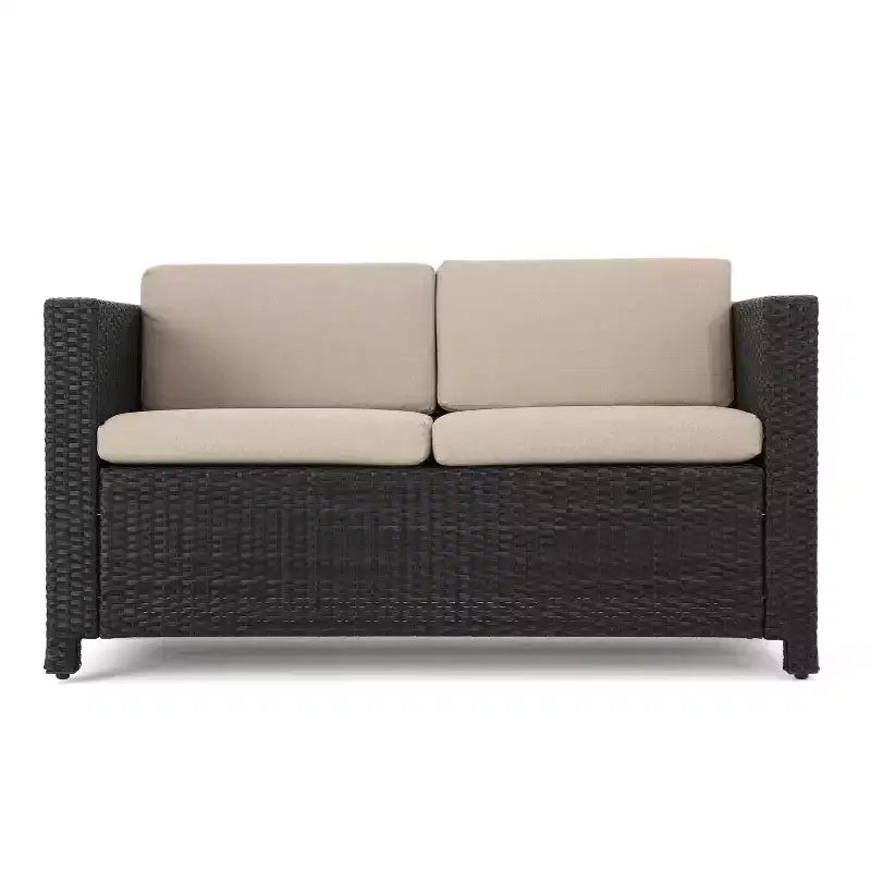 Christopher Knight Home Puerta, set da 4 mobili da esterno in vimini con cuscini per conversazione