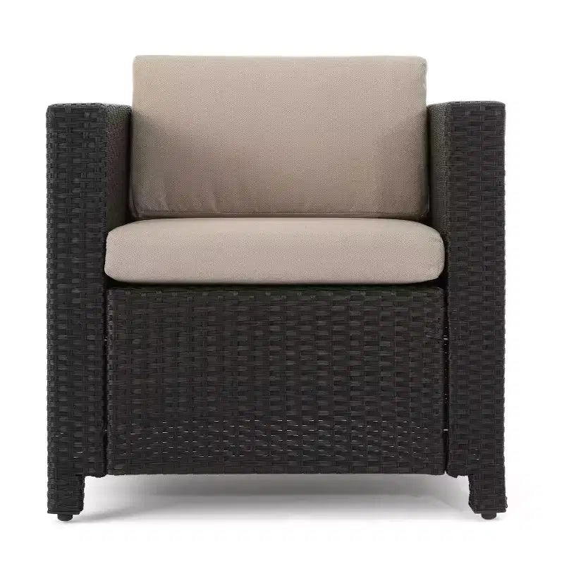 Christopher Knight Home Puerta, set da 4 mobili da esterno in vimini con cuscini per conversazione