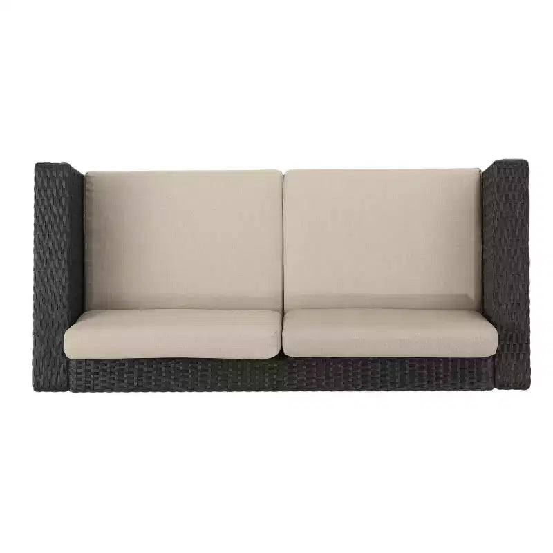 Christopher Knight Home Puerta, set da 4 mobili da esterno in vimini con cuscini per conversazione