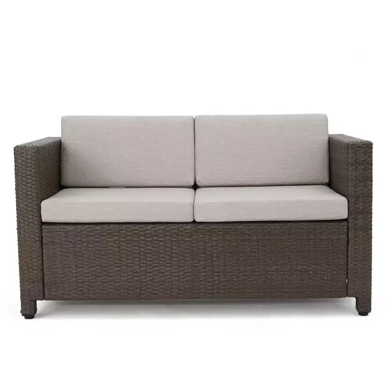Christopher Knight Home Puerta, set da 4 mobili da esterno in vimini con cuscini per conversazione