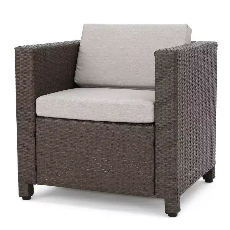 Christopher Knight Home Puerta, set da 4 mobili da esterno in vimini con cuscini per conversazione