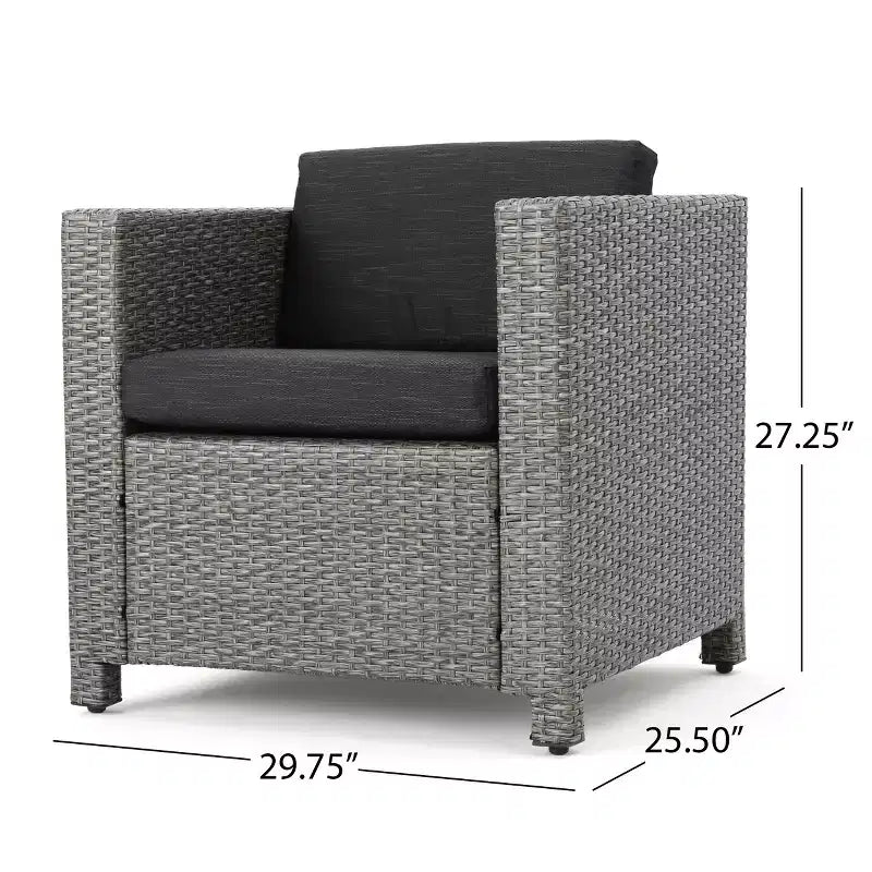 Christopher Knight Home Puerta, set da 4 mobili da esterno in vimini con cuscini per conversazione
