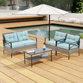 Patio Furniture, Outdoor Furniture, Seasonal PE Wicker Furniture, Four Set Wicker Furniture With Black Metal Table