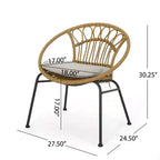 Christopher Knight Home Specter Ensemble de 3 meubles de conversation d'extérieur en osier et verre trempé avec coussins, marron clair/beige