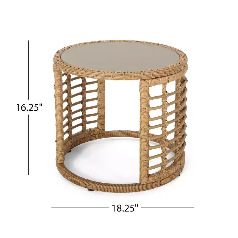 Christopher Knight Home Specter Ensemble de 3 meubles de conversation d'extérieur en osier et verre trempé avec coussins, marron clair/beige