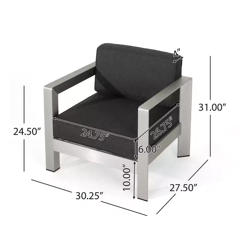 Christopher Knight Home Aviara Set da conversazione da esterno a 3 pezzi in alluminio con tavolino a C