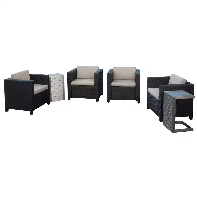 Set di sedie Club Christopher Knight Home Puerta da Esterno in Vimini a 4 Posti con 2 Tavolini a C