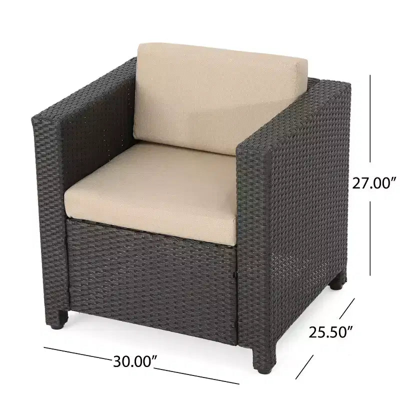 Set di sedie Club Christopher Knight Home Puerta da Esterno in Vimini a 4 Posti con 2 Tavolini a C