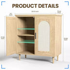 Credenza a buffet in rattan con contenitore, console d'accento da 30,51", ripiani regolabili, madia compatta per ingresso, sala da pranzo e cucina