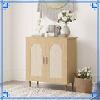 Credenza a buffet in rattan con contenitore, console d'accento da 30,51", ripiani regolabili, madia compatta per ingresso, sala da pranzo e cucina