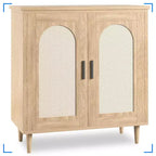 Credenza a buffet in rattan con contenitore, console d'accento da 30,51", ripiani regolabili, madia compatta per ingresso, sala da pranzo e cucina