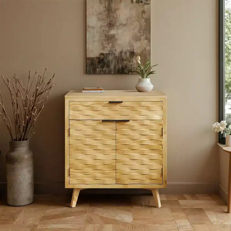 Madia da buffet Art Leon Wavy Carving con cassetti contenitori