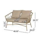 Set divanetto e tavolino da caffè da esterno in vimini GDFStudio Colmar con cuscini, marrone chiaro/beige