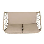 Set divanetto e tavolino da caffè da esterno in vimini GDFStudio Colmar con cuscini, marrone chiaro/beige