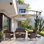 Karl Home Set da conversazione da esterno a 4 pezzi in vimini con cuscini beige