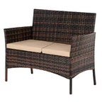 Karl Home Set da conversazione da esterno a 4 pezzi in vimini con cuscini beige