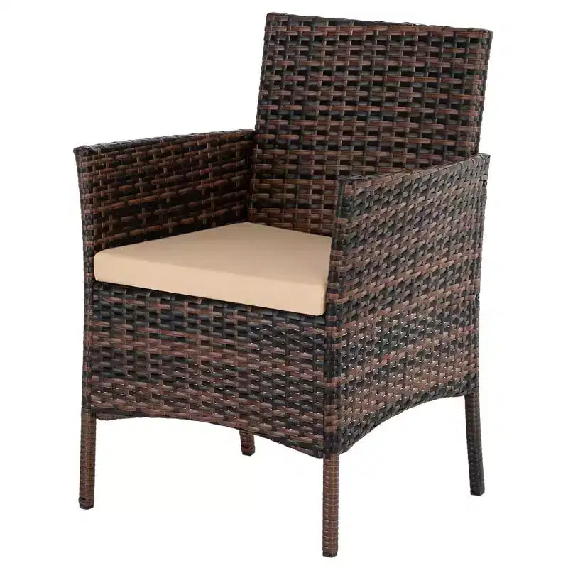 Karl Home Set da conversazione da esterno a 4 pezzi in vimini con cuscini beige