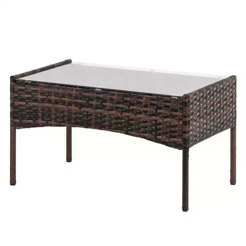 Karl Home Set da conversazione da esterno a 4 pezzi in vimini con cuscini beige