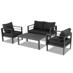 Karl Home Set da Conversazione da Esterno a 4 Pezzi in Alluminio Grigio Scuro con Cuscini Grigio Scuro