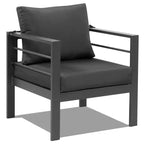 Karl Home Set da Conversazione da Esterno a 4 Pezzi in Alluminio Grigio Scuro con Cuscini Grigio Scuro