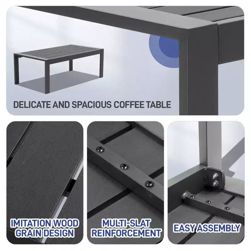 Karl Home Set da Conversazione da Esterno a 4 Pezzi in Alluminio Grigio Scuro con Cuscini Grigio Scuro