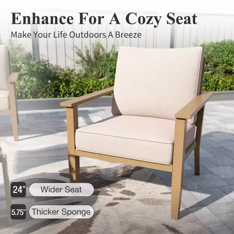 Captiva Designs Set Conversazione da Esterno 7 Pezzi con Schienale a Fasce Incrociate e Cuscini Spessi per Terrazzo, Giardino o Bordo Piscina