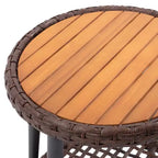 Teamson Home - Ensemble de 3 fauteuils inclinables en osier d'extérieur avec accoudoirs en bois et coussins
