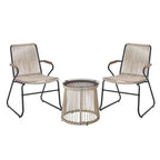 Christopher Knight Home Bobby Set da 3 Pezzi da Esterno in Corda Intrecciata, Vetro Temperato e Metallo con Sedute