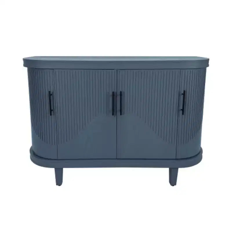 Credenza moderna a forma di arco, mobile contenitore decorativo da 120 cm, tavolino da ingresso in legno con 4 ante e ripiani interni regolabili